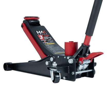 3-Ton (6600lbs) Low-Profile Dual Pistons Heavy-Duty Steel Racing Off Road Floor Jack with Quick Lift Hydraulic Pump, Foot Pedal and Extension Adapter for Car Maintenance