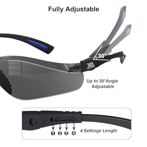 xaegistac Shooting Glasses Anti Fog -Shooting Range Eye Protection | Adjustable Safety Glasses with Z87.1 Certificated Impact Reistance - color: Black Blue Frame Gray Lens