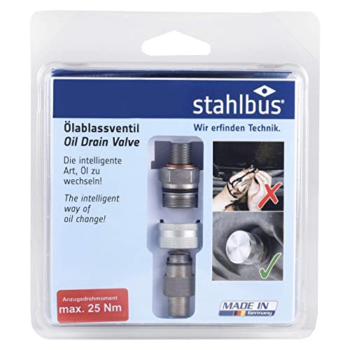 Stahlbus Oil Drain Valve Plug M14x1.5x12mm Steel CLEAN, EASY, NO TOOL Oil Change Include Drain Plug, Washer, Cap, Connector, Hose Compatible with: Most Honda, Hyudani, KIA, Acura, Audi, VW, Mazda - size: M14x1.5x12mm