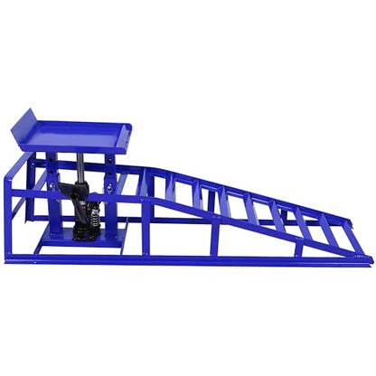 2 Pack Hydraulic Car Ramps with Pedal Auto Car Truck Service Ramps Lifts Low Profile Car Lift Service Ramps Truck Trailer Garage,Height Hydraulic Vehicle Ramps 5 T 10000 LBS (Blue) - color: Blue