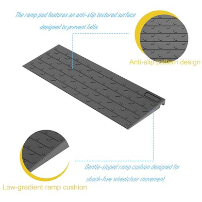 OrangeStar 2 Pack 1.5" Rise Rubber Threshold Ramp | Heavy Duty Wheelchair & Scooter Ramp with Cord Channel, Non-Slip Angled Entry for Doorways, Steps & Garage (36" Length) - size: 1.5in-2Pack
