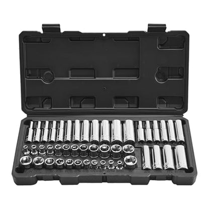 VEVOR Socket Set, 46 Pieces, 1/4 inch Drive Socket Tool Set, SAE and Metric Size, Deep and Standard, Mechanic Tool Kit with Storage Case, Chrome Plated CR-V Alloy Steel, for Automotive Repair - size: 1/4", style: 46 PCS
