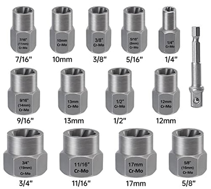 XEWEA 49PCS Screw & Bolt Extractor Set with Left Hand Drill Bit Set, Multi-Spline Easy Out Broken Bolt Remover Tools for Damaged Stripped Rounded-Off Bolts, Socket Screws, Nut, Studs and Fittings - size: 49PCS