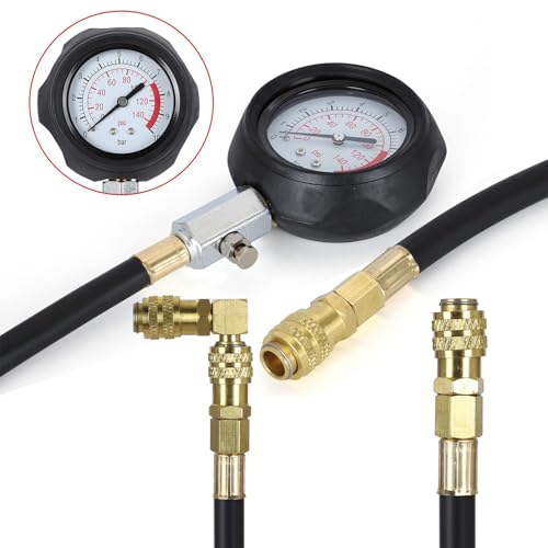 Oil Pressure Tester Kit, Pressure Gauge Kit, 0-140 PSI, Fuel System, Mechanical Engine Sensor, Compression Test, for Car ATV Truck