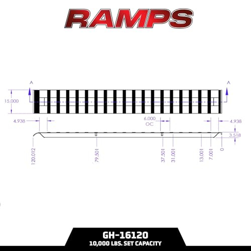 GEN-Y Hitch Heavy Duty Aluminum Loading Ramps - Set of 2, 10 Feet Long x 15 Inches Wide, 10000 lbs Capacity, Hybrid Hook and Plate Ends, Serrated Cross Rungs for Maximum Traction - size: 10'