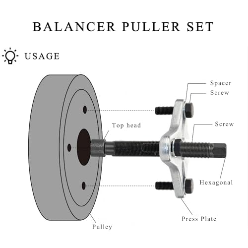 50PCS Harmonic Balancer Puller Set, Steering Wheel Flywheel Puller Installer Tool Set, Flange Type Gear & Crankshaft Pulley Removal Tool Kit for Car Truck SUV, Car Accessories