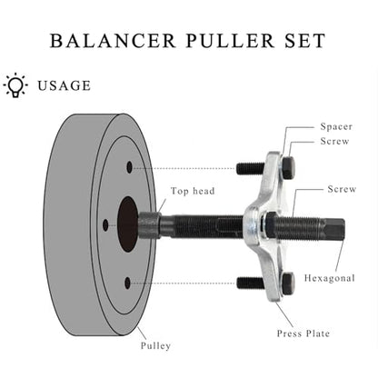 50PCS Harmonic Balancer Puller Set, Steering Wheel Flywheel Puller Installer Tool Set, Flange Type Gear & Crankshaft Pulley Removal Tool Kit for Car Truck SUV, Car Accessories