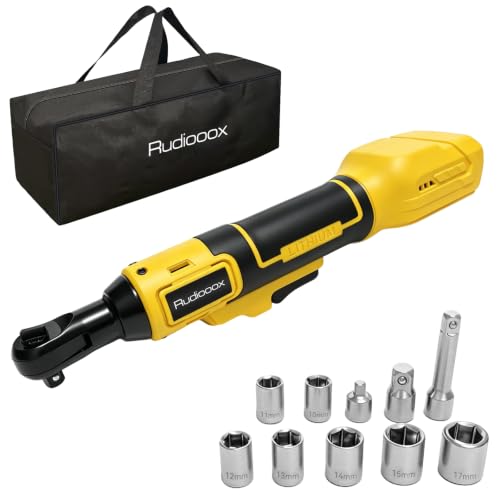 3/8" Electric Ratchet Wrench, Compatible with DEWALT 20V MAX Batteries | 74 Ft-Lbs Brushless Cordless Ratchet, Variable Speed Power, Tool with 1/2" & 1/4" Adapters, Battery and Charger Not Included - size: Standard