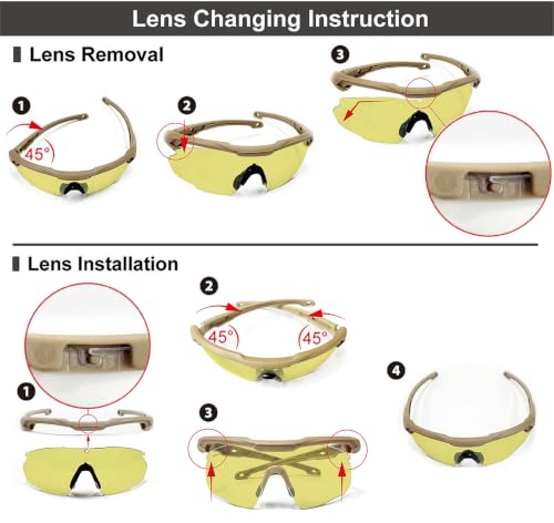 HTS HUNTERSKY Ballistic Tactical Shooting Glasses ANSI Z87+ UV400 Protective Eyewear - color: Gray Yellow