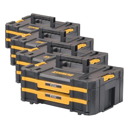 DEWALT TSTAK Tool Storage Organizer with Double Drawers, Holds Up to 16.5 lbs. (DWST17804) (Pack of 4) - size: 17.3 x 12.3 x 6.9 inches (Pack of 4)