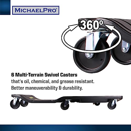 MichaelPro 40-Inch Mechanic Creeper – Low Profile Automotive Creeper, 350 Lbs Capacity Rolling Garage Car Creeper, Shop Creeper with Tool Trays | MP016003