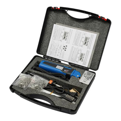 2 in 1 Plastic Welder Kit 100W Hot Stapler for Bumper Repair 800°F (Blue) | Car Bumpers Kayaks Toolboxes Welding Repair Kit, Includes 400 Staples, Mesh, Rods, Smoother, Brush - color: Blue