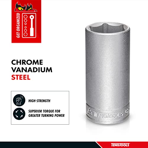 Teng Tools 7/16 Inch 6 Point SAE Deep 1/4 Inch Drive Chrome Vanadium Socket | Mechanic Tool | Hand Tool - M140214-C - size: 7/16 Inch, style: Deep SAE