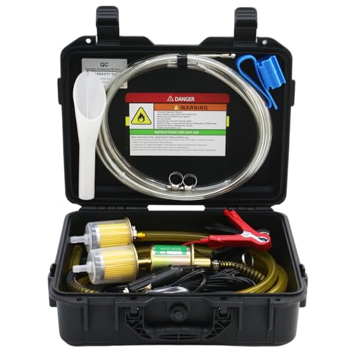 12V Electric Fuel Transfer Pump Set with 30 Gallons/H, Portable Gasoline Transfer Pump Kit with dual power cords/Fuel Pipe/Pulley Lead Pipe & Carrying Case Fit for Vehicles,Boats,Equipment (12V-Set) - color: 12V-Set