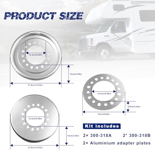 300-318 Steer Auto Wheel Balancer Fit for Dodge/Ford/Centramatic Wheel /8 Bolt Wheels 3/4 and 1 ton Single Rear Wheel (GM 1995 and Older), 4 Balancers Included 300318