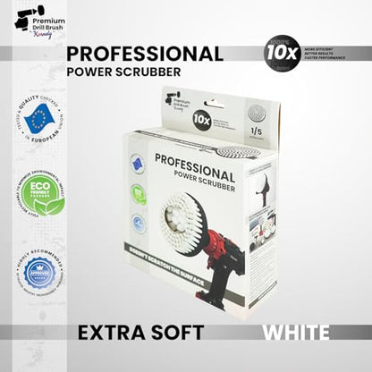 Premium Drill Brush Professional– 2in1 for Drills & Angle Grinders Extra-Soft 6in White | Scratch-Free Cleaning Brush for Carpet, Upholstery, Leather Seats, Glass, Furniture and Car Interior - color: White