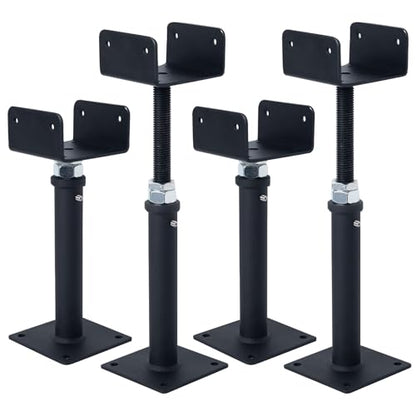 4 Pack U-Shaped Floor Jack, Heavy Duty Adjustable Steel Telepost with U-Head for 4x2, 4x4, 4x6 Joists, 9-13 Inch Adjustment Range, Screw Jack Post for Beam Support & Leveling - size: 9-13