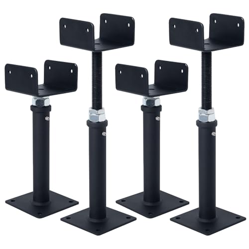 4 Pack U-Shaped Floor Jack, Heavy Duty Adjustable Steel Telepost with U-Head for 4x2, 4x4, 4x6 Joists, 9-13 Inch Adjustment Range, Screw Jack Post for Beam Support & Leveling - size: 9-13