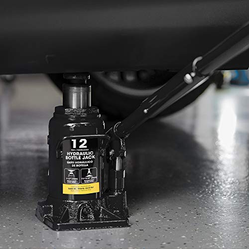 Torin 12 Ton (24,000 LBs) Hydraulic Car Bottle Jack for Auto Repair and House Lift, Black, AT91207AB