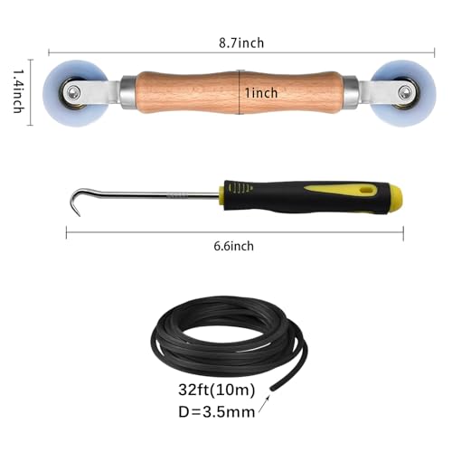 BAYTORY Window Screen Repair Kit, Nylon Roller Tool with Bearing | Spline Removal Hook and 32ft Retainer Spline Replacement for Installing Door Mesh Screens