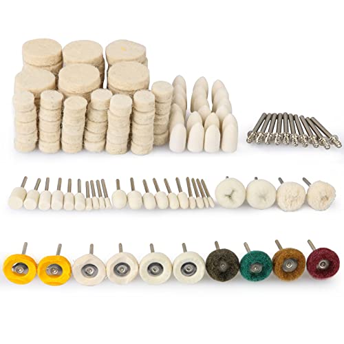 134PCS Buffing Wheels Polishing Kit for Dremel, Polishing Wheel Polishing Bits for Rotary Tool Accessories with 1/8" Shank, Abrasive Wheel Buffing Wool Felt Sanding Kit for Jewelry Wood Metal Watch - style: 134PCS Buffing Wheels