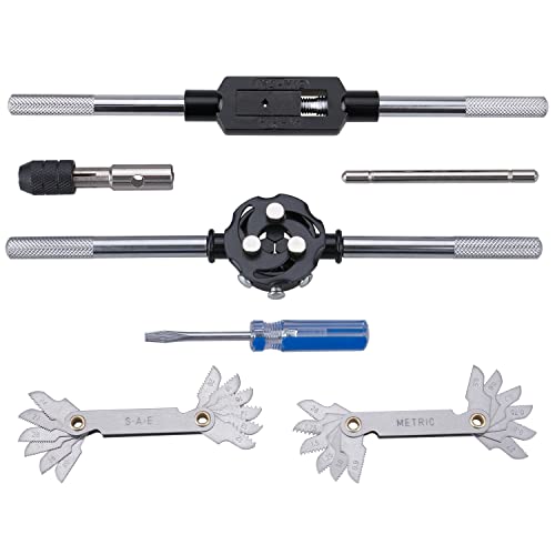 60-Pc Master Tap and Die Set - Include SAE Inch Size #4 to 1/2” and Metric Size M3 to M12, Coarse and Fine Threads | Essential Threading Rethreading Tool Kit with Complete Accessories and Storage Case - style: Standard Set, 60-Piece