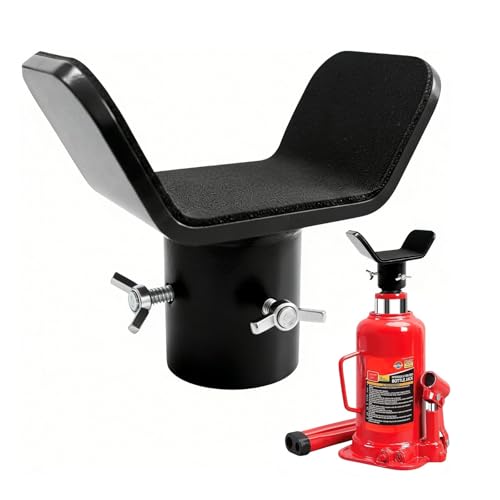 Adjustable Bottle Jack Adapter with Triple-Lock, Secure Wobble-Free Fit for 2T-12T Bottle Jacks, Heavy Duty 1/4" Steel Saddle for 3" & 4" Axle Tubes on RV, Truck, Trailer - color: Black