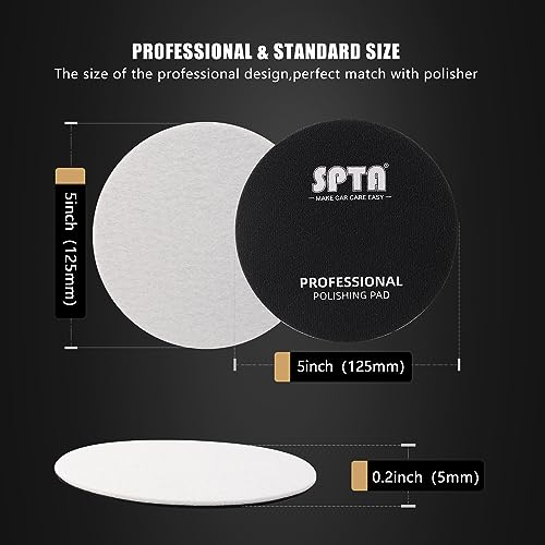 Glass Polishing Pad, SPTA 5 Pcs 5''(125mm) Car Glass Polishing Discs Microfiber Polishing Buffing Pad, Scratch Removal Kit for Correct Damaged Window Cleaning, Removing Stubborn Waterspots - size: 5 Inch(125mm)