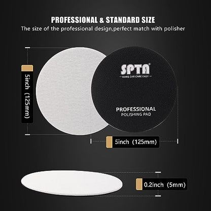 Glass Polishing Pad, SPTA 5 Pcs 5''(125mm) Car Glass Polishing Discs Microfiber Polishing Buffing Pad, Scratch Removal Kit for Correct Damaged Window Cleaning, Removing Stubborn Waterspots - size: 5 Inch(125mm)