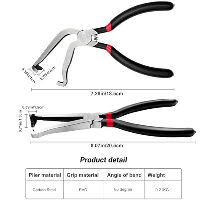 Electrical Disconnect Pliers, Electrical Connector Pliers for Cars(1*Straight&1 * 60°Bend), Fuel Line Tools with Anti-Slip Grip, Fuel Line Disconnect Tool Set for Air Flow Sensors Fuel Injectors