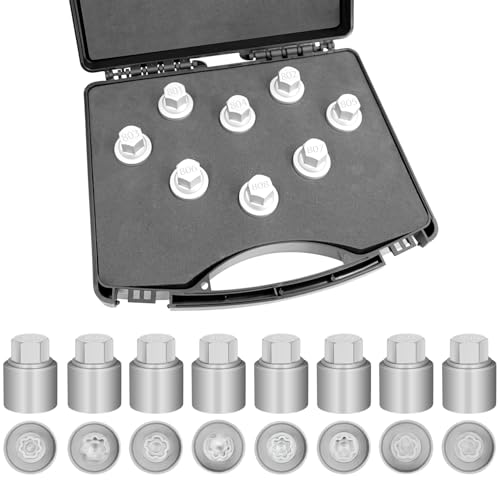8PCS Wheel Locking Nut Key Kit for Jeep Dodge, I.D 29mm Lock Bolt | For Renegade, Wrangler, Cherokee, Journey 2016-2020, Wheel Lock Nut Socket Adapter Set, Anti-Theft Lug Removal Tool - size: Socket Set