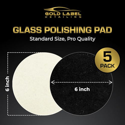 Glass Polishing Pad Discs for Use with Cerium Oxide 5 Pack | 3", 5" and 6" | Remove Scratches and Scuffs in Windshields, Windows, Table Tops and More (6") - size: 6"