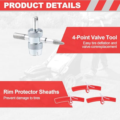 Tire Spoon Lever, 14-1/2" Professional Steel Tire Changing Tool for Motorcycle, Dirt Bike 3Pcs Iron Tool Kit with Rim Protector, Valve Cores Set