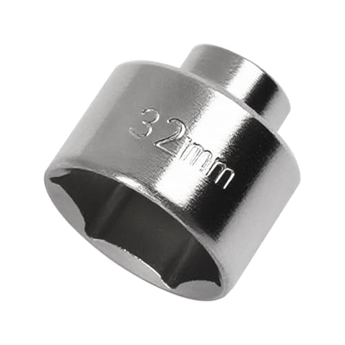 32mm Oil Filter Socket Wrench: 6-Point Design, 1/2 Inch & 3/8" Drive, Axle Nut/Oil Filter Removal Tool, Low Profile for Efficient Tight-Area Removal, Fits VW/Mercedes/Ford/Nissan/Dodge/Hyundai/GM - size: 32MM