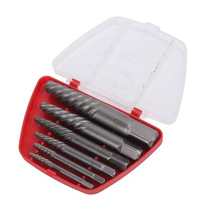 Alomejor Screw Extractor Set Steel Hardened Damaged Screw Extractor Kit 6 Sizes Portable Case for Removing Broken Rusted Screws and Bolts in Automotive Home Machinery Repair