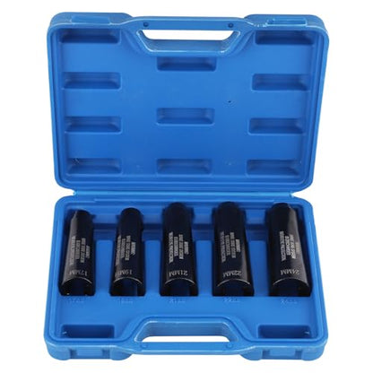 maXpeedingrods 5Pcs 12090 Fuel Line Socket Set, 3/8" Drive Ratchet Fuel Injection Flare Nut Socket 17mm 19mm 21mm 22mm 24mm, for Audi VW BMW Ford Cummins Engines