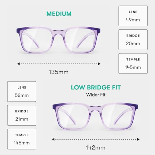Stoggles Rectangle Z87.1 Certified Safety Glasses, Blue-Light, UV Blocking Lens, Top & Side Shield, Anti-Fog, Stylish Eyewear - color: Lilac, size: Medium Standard Fit