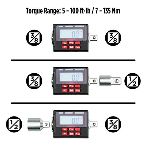 K552 Digital Torque Adapter, 3/8-Inch 5 to 100 ft·lbs, Buzzer/LED Flash Notification, Dual Direction - size: 5-100 ft·lbs