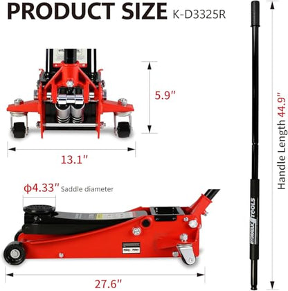 2.5 Ton Low Profile Floor Jack, Heavy Duty Floor Jack with Dual Piston Quick Lift Pump, Steel Car Jacks Adjustable Height 3.5"-19.5", Trolley Floor Jacks 2.5 Ton/5000 LBS Capacity, Red - color: Red - 2.5 Ton(Dual Pump), Lift 3.5"-19.5"