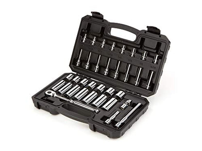 TEKTON 3/8 Inch Drive 6-Point Socket and Ratchet Set, 34-Piece (1/4-1 in.) | SKT15101 - size: 34-Piece (1/4-1 Inch)