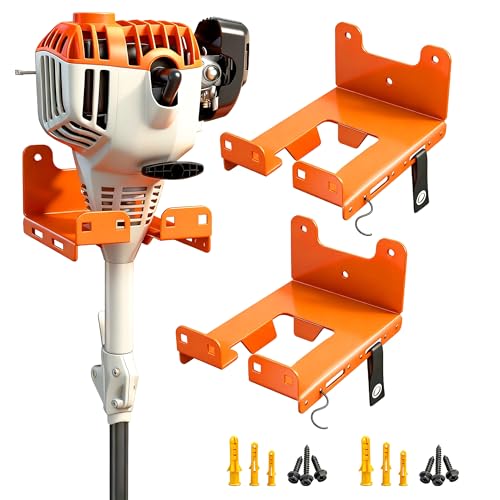 KSVO Heavy-Duty Weed Eater & Hedge Trimmer Wall Mount Rack, Garage/Shed Tool Organizer (2)
