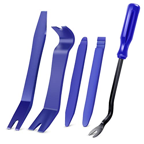 GOOACC 5PCS Auto Trim Removal Tool Kit No-Scratch Pry Tool Kit for Car Door Clip Panel & Audio Dashboard Dismantle -5PCS - color: Blue, size: 5Pcs