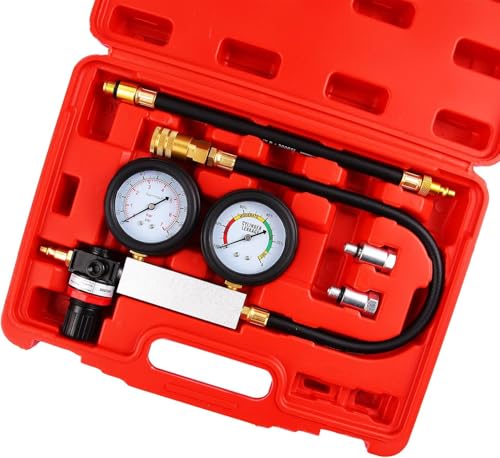 Cylinder Leak Down Tester Kit - Engine Compression Diagnosis Tool with Dual Pressure Gauges | Leakage Test Set for Gasoline Engines, Ideal for Cars and Trucks