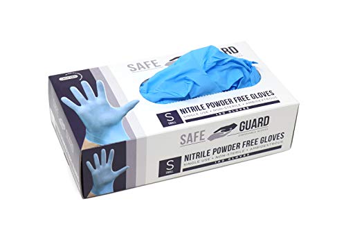 Safeguard Nitrile Disposable Gloves, Powder Free, Food Grade Gloves, Latex Free, 100 Count, Small Size, Blue - color: Blue, size: Small (100 Count)
