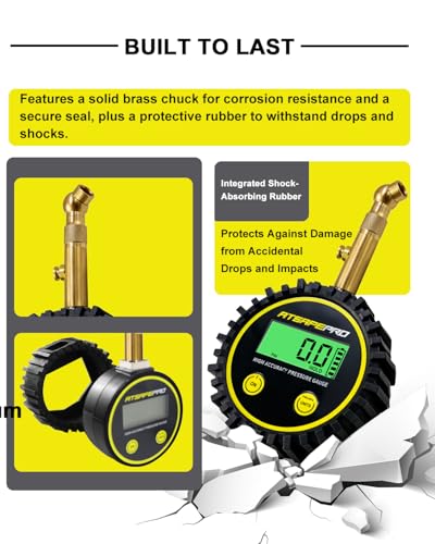 Digital Tire Pressure Gauge for Low Pressure Tires - 0-30 PSI ±0.5% Accuracy, Backlit LCD with 4 Units & Battery Indicator, 360° Swivel Head for Schrader Valve, Fit for ATVs, UTVs, Golf Carts - size: 30PSI