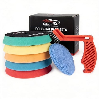 CARROAD 7pc 6.5 Inch Buffing Pads Kit - Heavy Cut to Finishing Foam & Wool Pads for DA/RO Polisher - Removes Scratches, Oxidation & Swirl Marks - 50+ Reusable Cycles - size: 7pc 6.5inch