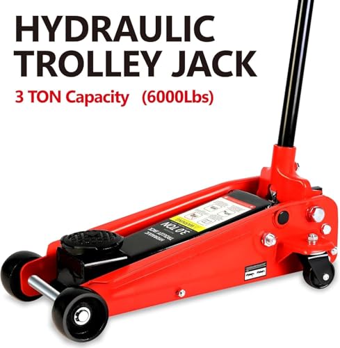 3 Ton Low Profile Floor Jack, Heavy Duty Steel Racing Floor Jack with Single Piston Quick Lift Pump, Lifting Range 5.1"-20", Hydraulic Professional Car Jacks 3 Ton/6000 LBS Capacity, Red - color: Red - 3 Ton(Single Pump), Lift 5.1"-20"