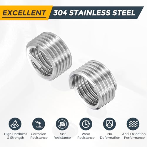 HARFINGTON 20pcs Wire Thread Repair Inserts M14 x 2 x 1D (14mm) Metric 304H Stainless Steel Helical Coiled Wire Screw Threaded Sleeve Sheath for Automotive Repairs - size: M14 x 2 x 1D