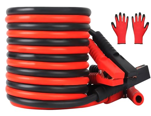 0 Gauge 20FT Jumper Cables, Heavy Duty Booster Cable for Car Van Truck, Commercial Grade Automotive Booster Cables for Jump Starting Dead or Weak Batteries,With Storage Bag & Gloves - size: 0 Gauge - 20FT