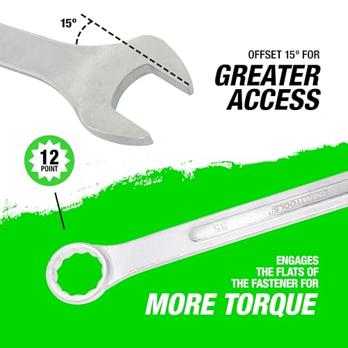 OEMTOOLS 22132 35mm Jumbo Combination Wrench, Chrome Plated, Raised Panel Design, Durable Finish, Reduces Weight, Provides 15% to 20% More Torque - size: 35mm